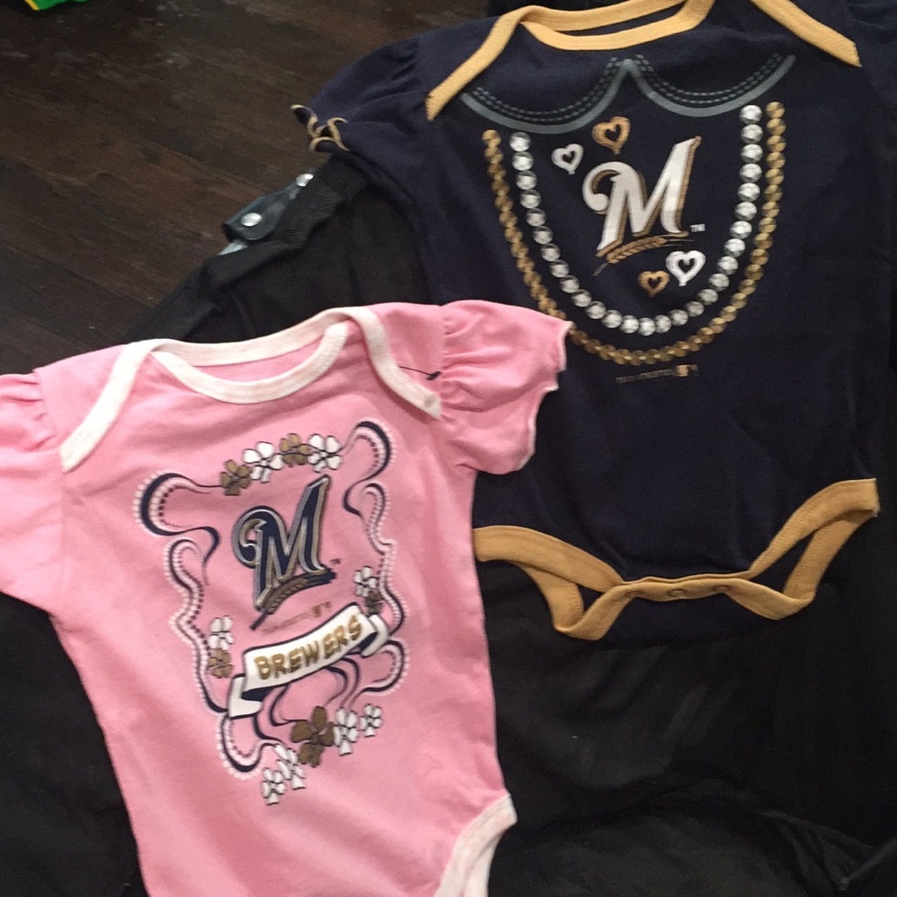 MLB Milwaukee Brewers infant Girl Onesies (NWOT)